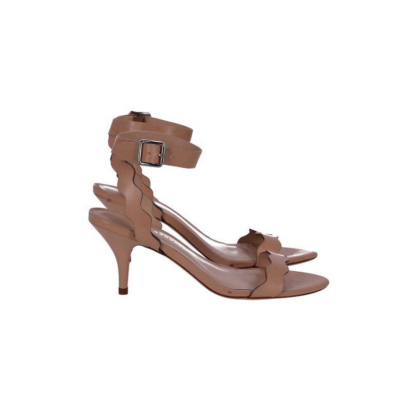 Loeffler Randall Reina Kitten Heel Sandals In Beige Leather
